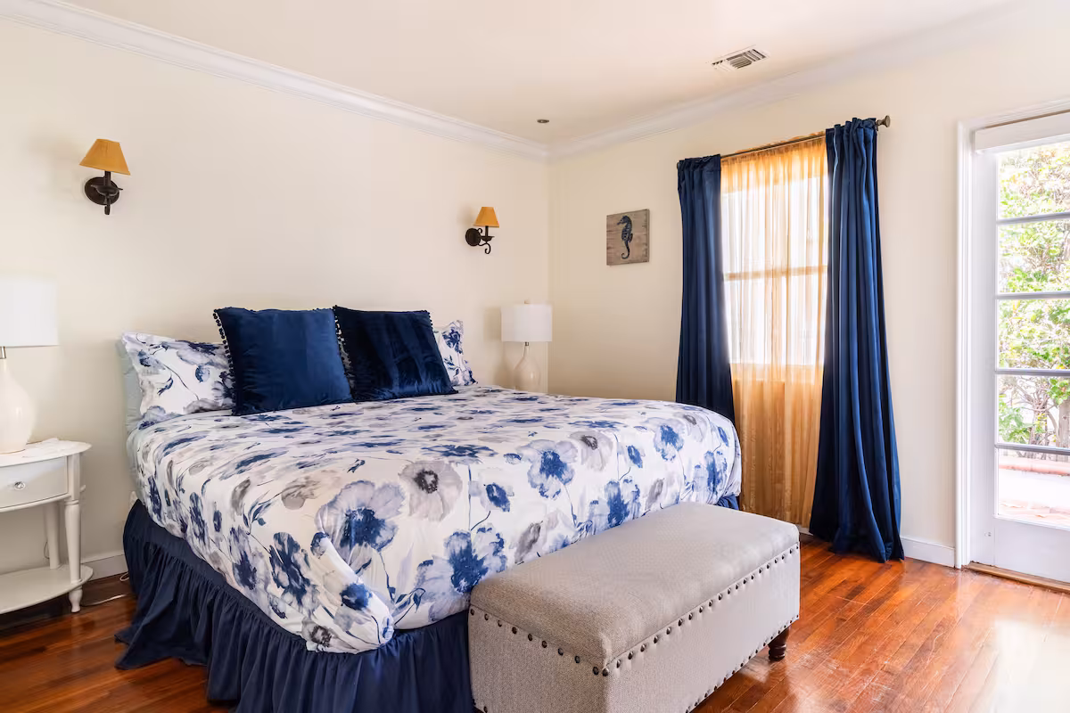 A bedroom at the Laguna Beach main house