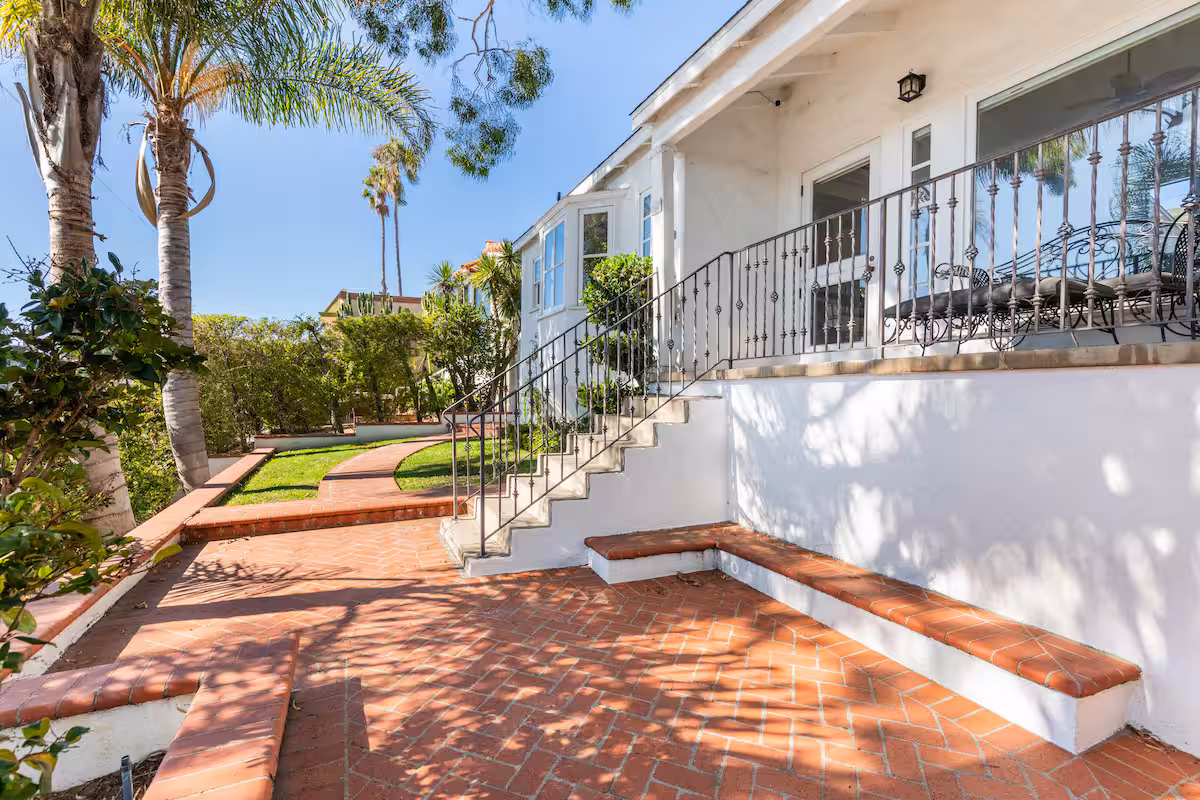 The front porch at the Laguna Beach main house